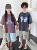 Pantaloni 2024 Summer Children Giolo chiaro Versione coreana coreana Ragazzi e ragazze che girano a cilindri dritti pantaloncini per leisure di marea