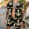 Hawaiian Cardigan 2pcs Sets Summer 3D Leopard Imprimer à manches courtes Shirt Short de plage Mentes de vacances