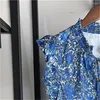 Рабочие платья Женщины винтажные голубые блузки Весна Лето 2024 Женские летающие рукава стой