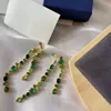 Été coloré Gema Collier de bonbons de bonbons Green Crystals Droplettes d'eau Irréguleux Boucles d'oreilles cristallines