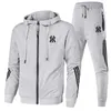 Casual Mens Suit Spring Autumn High Quality Zipper Hooded Jacket Jogging Fitness Mountaineering Sportswear Pants 2 Piece Set 240430