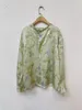 Blouses feminina Mulheres de seda Camisa de cetim estampa floral