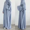 Vêtements ethniques 3pcs Dubaï Turquie Kimono Cardigan Maxi Robe Hijab Scarpe musulmane tenue Eid Ramadan Islamic Abaya Kaftan Prayer