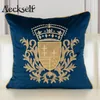 Aeckself Luxe Europees borduurwerk Velvet kussen Cover Home Decor Navy Blue Gold Beige Black Thurg Pillow Case 240430