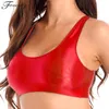 Women's Tanks Glossy Tops Femme Sexy Lingerie U Neck Solid Color Tank Crop Sleeveless Vest For Sport Yoga Fitness Casual