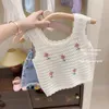 Zomer babymeisje outfit set geboren kleding 2 pc's vest pant mode print kinderen denim shorts korea stijl 240426