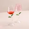 Roseshaped rode wijnglazen rozenvorm glas met gekleurde bladeren 150400 ml vormige bekercocktailbeker 240430