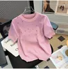 Maglioni femminili maglione di moda diamanti per donne t-shirt pullover 2024 Summer Short Short Short-Neck Casual Ladies Cleo