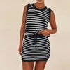 Abiti da lavoro Hirigin Women Women Summer Summer Signi Outfit Stripe Toppe senza maniche a maniche.