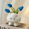 Vases Simple Flower Vase Creative Pots Home Gardening Decoration Mignon Ornements de bureau Makeup Makeup Brush Rangement Coldeurs de stylo Cadeaux