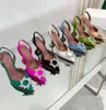 Amis Muaddi Heel Women Designer schoenen mode 10 cm hoge hak nieuwe elektrisch licht fantasie puntige kleding schoen klassiek zonnebloem water diamant feest trouwschoenen 108st