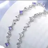 Chaîne JewelryTop Store 925 Bracelet en argent sterling bijoux de bijoux en forme de mariage violet blanc en forme de zircone cubique 17cm + 4cm H240504