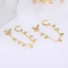 Boucles d'oreilles en peluche zircon goutte de papillon pour femmes micro pave cubique zircone liaison oreille à oreille plaqué en laiton cz bijoux cadeau