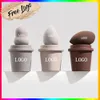 50pcs logotipo personalizado ovo de ovo liquidificador cosmético Personalizar maquiagem de esponja de etiqueta privada látex de café grátis para maquiagem de maquiagem liquidificador de esponja