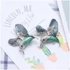 Pins broches Fashion Flying Bird Broche Pins Mujeres Animales Hummingbird accesorios personalizados Hip Hop Jewellry Drop del Dhkp8