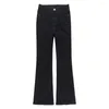 Women's Jeans Trend Denim Flare Leg Women High Waist Skinny Simple Slim Fit Stretch Ladies Casual Black Pants Harajuku