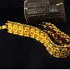 Браслеты из шарма звенья цепь широко запястье 24k твердое желтое золото, наполненное хип -хоп, браслет мужского браслета, рождественский подарок 260v