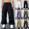 Herenbroeken Lading Parachute broek Harajuku Mens oversized straatkleding Y2K HIP-HOP Wide Leg Jogger Backpack Technology Kleding Klimmen Training PantsL2405