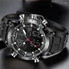 Armbanduhr Lige Sport Watch für Männer Luxus Dual Display 50m wasserdichte Quarz Uhr Uhr Chronograph Digital Wecker Militärmaschine Armbanduhr