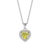 Kettenprodukt 6mm herzförmig gelb Diamant Halskette Frauen 925 Sterling Silber Colarbone Kette Mode