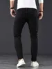 Jeans para hombres jeans elásticos pantalones de mezclilla apretados de mezclilla azul sólido azul otoño verano calle lujoso harajuku hip-hop estilo ultra ajustado pantalones de ajuste2405