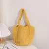 Totes Vintage Stroh gewebte Tasche für Frauen Handtaschen Rattan Häkeln Koreaner Freizeitpendel -Sommerstrandtasche