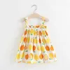 Robes de fille d'été enfants bébé filles robe échantillonnage citron imprimement princesse fête glissante robe suspense robe de plage