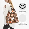 Sacs de rangement recycler Orangewhite et Brown Circle Retro Match Sac à provisions fourre-tout