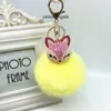 Keychains Bedanyards Winter Faux Rabbit Fur Ball Keychain com Rhinestone Fox Head Keyring Pompom Pompom Key Chains Crystal for Women