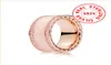 100% 925 Anneau de bande en émail blanc en argent sterling et rose avec boîte d'origine pour P 18K Rose Gold Ring For Women GRILS9925126