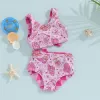 Swimwear Focusnorm 04y Toddler Kids Girl's Summer Bikini Set Cartoon Boothat Imprime Sans manche