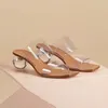 Real Leather Med Ladies Femmes PVC Véritable 2024 Talons Sandales Chaussures habitaires Pumps Sable Summer Casual Peep-Toe Open Toes Party Wedding One Line Transparent Siz 534
