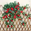 装飾的な花2pcs人工バスケットウォールバラ屋内絹の葉のレーフレーフウェディング用品のためのぶどうクリスマス装飾