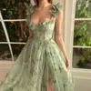 Borboleta Applika Frauen Vintage Kleid Minze grüner ärmellose Langer Tüll Ballkleid Abend Party Prom Kleid Jahr Bankettgeschenke 240425