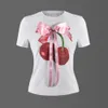3D Butterfly Tie dekoracyjna koszulka dla kobiet Koquette łuki Krótkie rękawie Summer Slim Fit Casual Printed Tees Tops 240506