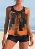 Pakken 2023 Nieuwe geometrische print tankini set plus maat tweedelig zwempak voor vrouwen groot formaat badkleding badkleding strandkleding strandkleding