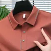 Polos Men's Polos Polo Couleur solide à séchage rapide Top polyvalent Top Silk Silk sans couture à manches courtes Men 2024 Style d'été