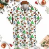 Camisas casuales para hombres Moda simple Elemento navideño Camisas estampadas 3D para hombres Ropa Funny Hawaii Xmas Regalos Snowman ELK ELK LOPEL BLUSE Y2K TOPS Y240506