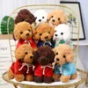 Wholesale simulation of teddy dog plush toys, puppies, cloth dolls, hoodies, dog dolls, gifts, customized logos, small dolls