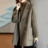 Women's Jackets Cardigan Coat Elegant Woolen With Turn-down Collar Mid-length Design Solid Color Stylish Outerwear For Autumn