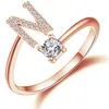 Ряд кольца A-Z Регулируемое отверстие для женщин Пара Алфавит Название мужчин инициалы кольцо свадебные украшения