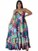 5xl 4xl plus size roupas vestidos femininos vestes de babados em cascata verão imprimir outono de rua solteira estilo casual big maxi vestido 240425
