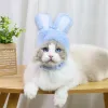 Houses Cute Pet Dog Cat Cap Costume Warm Rabbit Hat Cat Bunny Headgear Dog Transformed Hat Bunny Ears Pet Headdress Cat Accessories