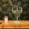 Innehavare Holder Menorah Decor Table Stand Candelabra Jewish Candlestick Gold Silver Metal Chanukah Israel Decorations Hanukkah Vintage