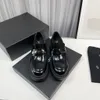 2024 Designer Luxury Platform Loafers Sleek Patent Leather Bold Logo Accenters