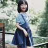 Japanse stijl zomer kinderen meisjes Suspender rok katoen donkerblauw denim dunne zachte ademende elastische taille verstelbare riem 240419