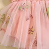 Sukienki dla dziewczynki niemowlę dziewczynę letnia romper ubrania kwiat haftowany siatek tiul sukienka romper sukienka słodka Trójkątna dna kombinezon z opaską na głowę