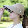 Ballkappen Sommer Frauen Breitkrempe leere Top -Hüte Blume Perlen Floppy Faltbares Sonnenschutz Outdoor Beach Tour Visor Baseballkappe