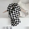 Craquins ampdolphins femmes Black White Checkerboard motif foulard petit plaid coucheerchief chaud en laine tricotée