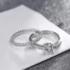 Swarovskis Ring Designer Women Top Kwaliteit Luxe Mode band Diamond eenvoudige dubbele ring opvouwbare ring Creatief gepersonaliseerde enkele diamant 2-in-1 zal nooit vervagen